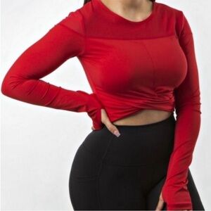 BuffBunny Red Long Sleeve Crop Top